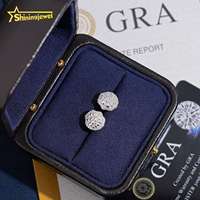 Boucles d'oreilles clous en moissanite 925, design texture cuir, serties de pierres, bijoux de rappeur, certifiées GRA, testées au diamant