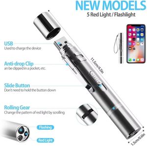 High Quality <b>USB</b> <b>Rechargeable</b> Stainless Steel Classic Pointer Red <b>Light</b> Interactive Chaser Laser Pen Cat Teaser Exerciser - Product Image 4