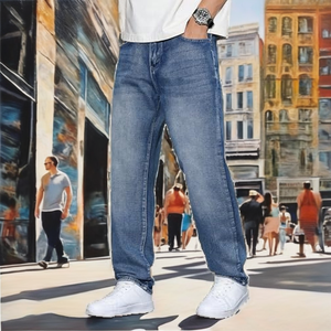 Vintage Heavy Denim Men's Jeans 100% Cotton Solid Woven Eco-Friendly Spring Summer Straight Leg Mid Waist Casual Stonewashed - Product Image 2