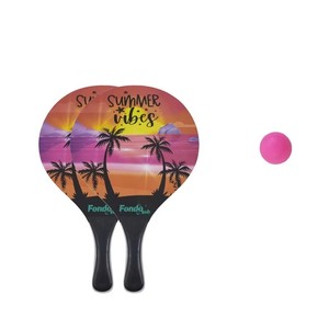 Set di Racchette da Spiaggia in Legno Leggero ed Ecologico con Pallina, Racchetta per Esterni con Logo Personalizzato a Forma di Diamante - Product Image 5