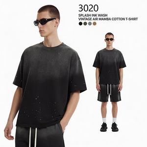 Wholesale Eco-Friendly Vintage Breathable <b>Knitted</b> Crew Neck 2-Piece <b>Set</b> T-shirt Shorts Summer Retro Washed Loose Casual Mens - Product Image 4