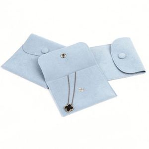 Bolsa de Joyería de Terciopelo de Lujo Personalizada con Cierre de Broche, Bolsa de Joyería de Algodón con Botón, Bolsa de Embalaje de Joyería de Microfibra - Product Image 5