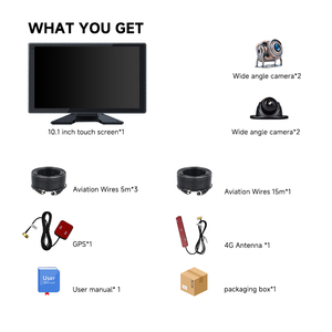 Caméra de recul <span class=keywords><strong>HOPE</strong></span> 10,1 pouces, enregistreur vidéo AHD <span class=keywords><strong>4</strong></span> canaux 1080p BSD, moniteur pour camion lourd avec GPS/WiFi, étanche IP69 - Product Image 2