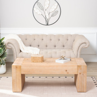 Table basse avec finition blanchie, table basse rustique en bois de 49 pouces, table de salon moderne en bois d'ingénierie style ferme