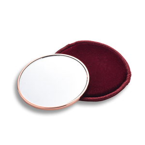 Rose Gold Double Sided Big Size Round Eco-friendly Cosmetic <b>Compact</b> Pocket <b>Mirror</b> with Red Velvet Pouch - Product Image 4