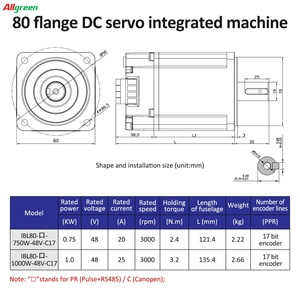 DC48V ออลอินวันไดร์เวอร์เซอร์โวมอเตอร์แบบรวม 750W/1000W 2.4/3.2Nm 3000RPM พัลส์ RS485 CANopen หุ่นยนต์อุตสาหกรรม - Product Image 6