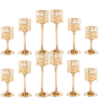 Porte-bougie en métal doré européen avec cristaux, élégant centre de table pour mariage, dîner, fête à la maison, décoration