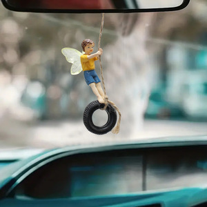 Fata delle fiori in resina con mini pneumatico per decorazioni da giardino delle fate, decorazione per piante grasse, elemento decorativo sospeso per spazi esterni affascinanti - Product Image 6