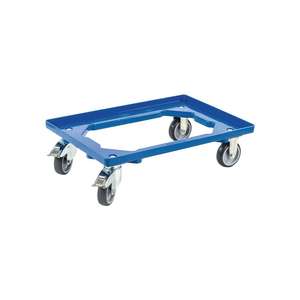 ALLIT Box Dolly capacidad de carga 250 kg neumáticos de goma L600 x W400 mm plástico, azul - Product Image 1