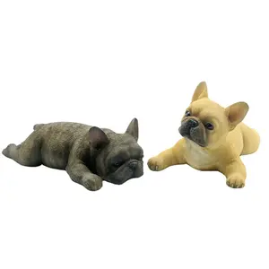 Resin Miniature Dog Statue Boston French Bulldog Figurine Home Decor