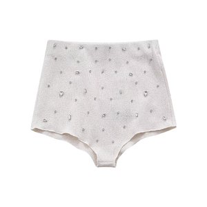 New Women's Jewelry Encrusted Neck Collar Top Shorts Casual 2 Piece <b>Set</b> Fashion - Product Image 4