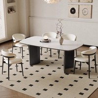 Ensemble de table à manger moderne en bois massif et dalles de pierre pour mobilier de maison salon pliable pour 6 places