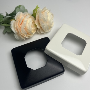 Anillo de Cubierta Cuadrado de Primera Calidad, Negro Mate, con Centro Liso y Abertura Blanca, para Abrazaderas de Vidrio, Acristalamiento de Solárium y Molduras Decorativas - Product Image 4