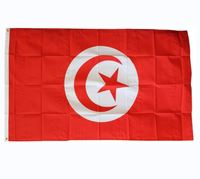Nouveau drapeau de la Tunisie et drapeau tunisien en polyester double face et cousu, bannière de 3x5 pieds