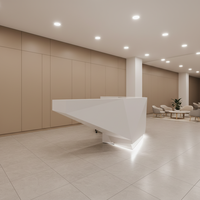 Comptoir de réception personnalisé en Corian blanc sans joint, de haute qualité, avec finition diamant 3D