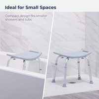 Tabouret de douche réglable en hauteur sur 8 niveaux, structure en alliage d'aluminium avec siège de bain et banc de douche