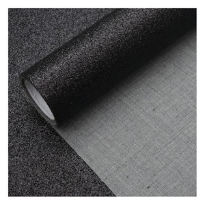 12x52 pouces noir gros paillettes <span class=keywords><strong>tissu</strong></span> rouleau brillant solide Halloween Faux cuir pour <span class=keywords><strong>Cricut</strong></span> arcs boucles d'oreilles artisanat ou PU sac utilisation - Product Image 1