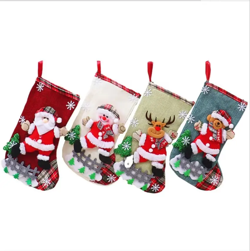 stock holiday xmas decoration christmas cartoon candy socks christmas gifts for kids