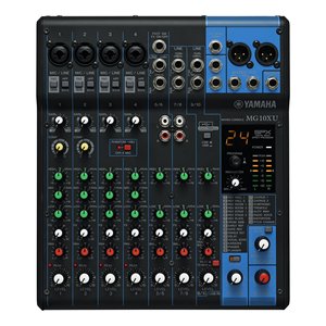 Carte son audio Yamaha MG10XU noire à 10 canaux avec effets sonores multiples, prise USB, sorties XLR 6,3 mm - Product Image 1
