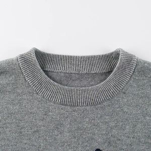 Suéter para Niñas, Color Gris Plateado, Tejido de Punto con Diseño de Gatito, Algodón Puro, Capa Base, Primavera Otoño, Ropa de Punto Infantil - Product Image 3
