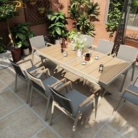 Mobilier d'extérieur 8 places peu encombrant ensemble table à manger table extensible rétractable de luxe avec 8 chaises