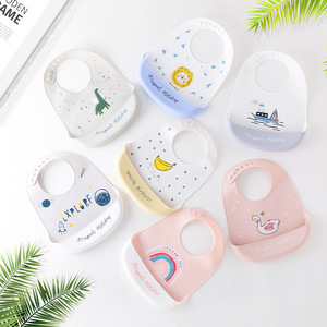Baberos coloridos con estampado <span class=keywords><strong>de</strong></span> dibujos animados <span class=keywords><strong>de</strong></span> animales, ajustable, <span class=keywords><strong>de</strong></span> grado alimenticio, sin BPA, <span class=keywords><strong>de</strong></span> silicona, con bolsillo, nuevos - Product Image 3