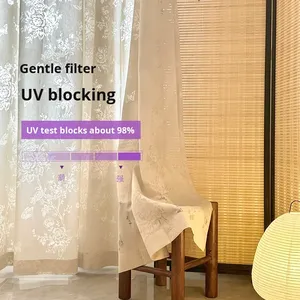 Rideau Ballon Tissé Haut <span class=keywords><strong>de</strong></span> Gamme Nouveau Style Sur Mesure Occultant <span class=keywords><strong>Miroir</strong></span> Anti-UV Filtrant la Lumière Motif Floral Polyester Toutes Saisons - Product Image 3