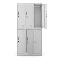 Armoire de rangement en acier durable à 6 portes avec serrure à clé, armoire métallique pour école, gymnase