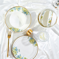 Nouvel ensemble de vaisselle en porcelaine fine de style chinois minimaliste et pastoral, personnalisable, 50 pièces pour la maison