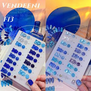 Nouveau Kit de Vernis à Ongles Gel UV <span class=keywords><strong>Bleu</strong></span> Klein Diamant Brisé, Série <span class=keywords><strong>Bleu</strong></span> Foncé et <span class=keywords><strong>Bleu</strong></span> Royal, Scintillant, Brillant, Longue Durée, en Flacon - Product Image 1