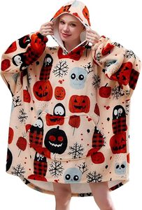 Oversized Halloween Hooded Blanket Wearable Fleece Blanket <strong>Hoodie</strong> with Giant Pocket Women Men Cozy Warm Loungewear Gifts - Product Image 5