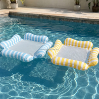JOYEE Hamac flottant gonflable en maille rayée pour adultes avec logo personnalisé, chaise longue flottante pour piscine, lit flottant pour la plage et la piscine