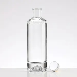 Garrafas de vidro de uísque personalizadas de fábrica, garrafas de vidro para bebidas espirituosas de 500ml750ml1000ml, podem ser foscas com tampa de alumínio