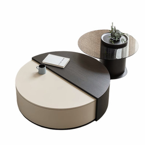 <span class=keywords><strong>Table</strong></span> <span class=keywords><strong>basse</strong></span> italienne moderne et légère avec plaque de roche rotative Mobilier de salon simple pour petits appartements - Product Image 5