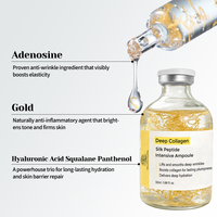 Ampoule de collagène en soie à fil d'or de haute qualité OEM avec acide hyaluronique, sérum facial hydratant, raffermissant et anti-âge