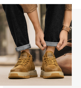 Nuevos Zapatos de Hombre Hechos a Mano de Ante Vacuno Nubuck de Color Sólido, Tendencia Retro Otoño 2026, Suela de Goma Gruesa para Exteriores, Casuales de Caña Baja - Product Image 1