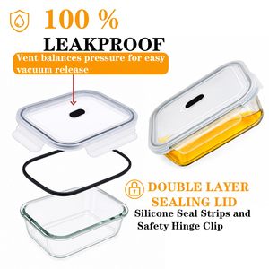 High Quality Square High Borosilicate Glass Lunch <b>Box</b> Ovenware Safe Leak-Proof Food Container for Preservation - Product Image 1