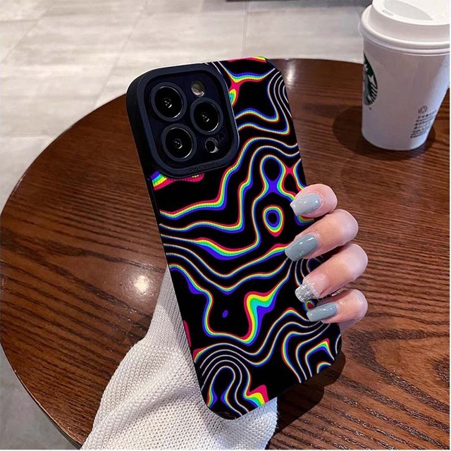 Dazzling Wave Style Printing Soft TPU Artificial Leather Mobile Phone Cover Case for Iphone Xs 11 12 13 14 15 16 17 18 Pro Max