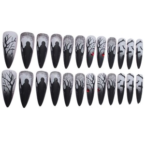 Venta al por Mayor de Fábrica, Uñas Postizas de Halloween Estilo Europeo y Americano, Serie Diablo Hechas a Mano, Estilo Spice Girls, Uñas Largas para Manicura, Estilo INS - Product Image 4