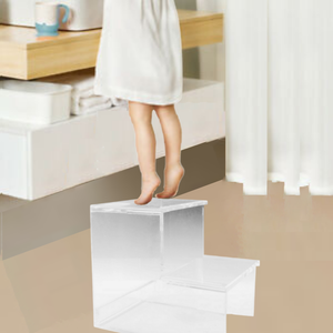 Escabeau solide et épais à 2 marches en acrylique transparent pour les tout-petits et les enfants Tabouret moderne en lucite pour placard - Product Image 2