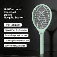 Raquette anti-moustiques électrique rechargeable haute tension, maille à 3 couches, charge par prise, lumière LED, utilisation intérieure et extérieure