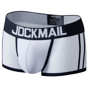 JOCKMAIL Calzoncillos bóxer para hombre, a la moda, con bloques de color, de tela de malla transpirable, de cintura baja, para todas las estaciones, ropa interior deportiva - Product Image 5