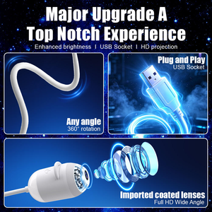 Mini <strong>USB</strong> Starry Sky Galaxy Projector Night Light Powered 360&deg; Rotating HD Ceiling Projection <strong>Lamp</strong> for Bedroom Car Roof Kids Room - Product Image 5