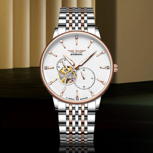 Pindu <span class=keywords><strong>Homme</strong></span> Squelette Balance <span class=keywords><strong>Montre</strong></span> Mécanique Automatique Fonction 24 Heures Bracelet En Acier Inoxydable Silicone Caoutchouc Plongeur - Product Image 3