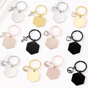 Llavero de Acero Inoxidable Hexagonal con Grabado Láser, Impresión a Color, Material en Blanco, Diseño de Semilla de Mostaza, para DIY - Product Image 1