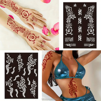 Autocollants de tatouage au henné temporaires colorés personnalisés pour tout le corps conceptions de pochoirs de tatouage au henné pochoirs de tatouage marron