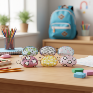 Portamonete a mezza luna con animali dei cartoni animati Zt, 11,5x9 cm, portamonete con cerniera per bambini, unisex, portachiavi portatile - Product Image 3