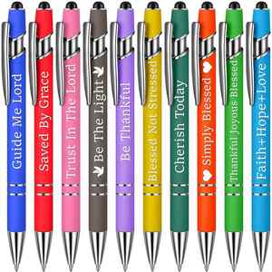 Juego de 10 Bolígrafos Personalizados Inspiradores - Bolígrafo Motivacional con Punta Táctil, Regalos Divertidos de Oficina para Mujeres y Compañeras de Trabajo - Product Image 2