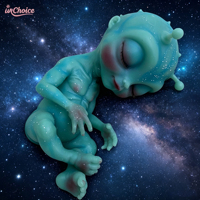 Poupée Alien Reborn en Silicone Personnalisée en Usine, Poupée Bébé Alien Réaliste Endormie, Ornement d'Halloween, Jouet de Collection en Gros