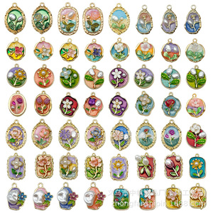 Ciondolo Connettore Multicolore in Lega di Zinco con Motivo Floreale Ispirato <span class=keywords><strong>a</strong></span> <span class=keywords><strong>Monet</strong></span> per Creazione di Gioielli Fai-da-Te - Product Image 4